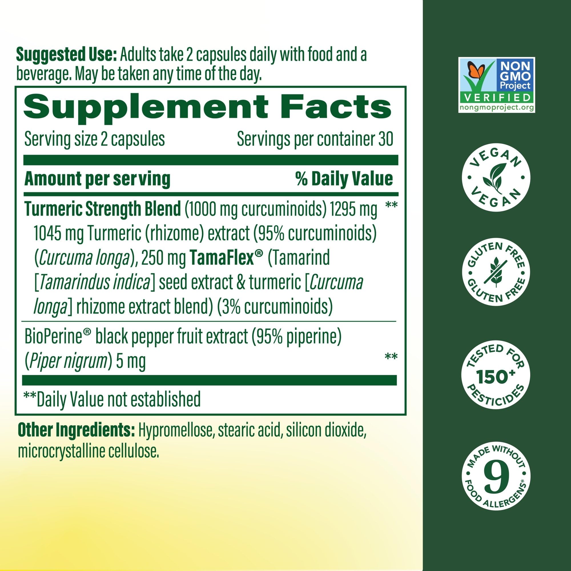 MegaFood curcuma cápsulas, 60 unidades, etiqueta legible para control de dosis diaria.