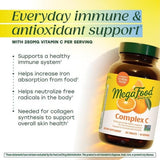 Tabletas MegaFood Complex C con arroz integral, fibra natural y vitamina C.