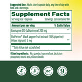 MegaFood CoQ10 con BioPerine mejora absorción para uso diario.