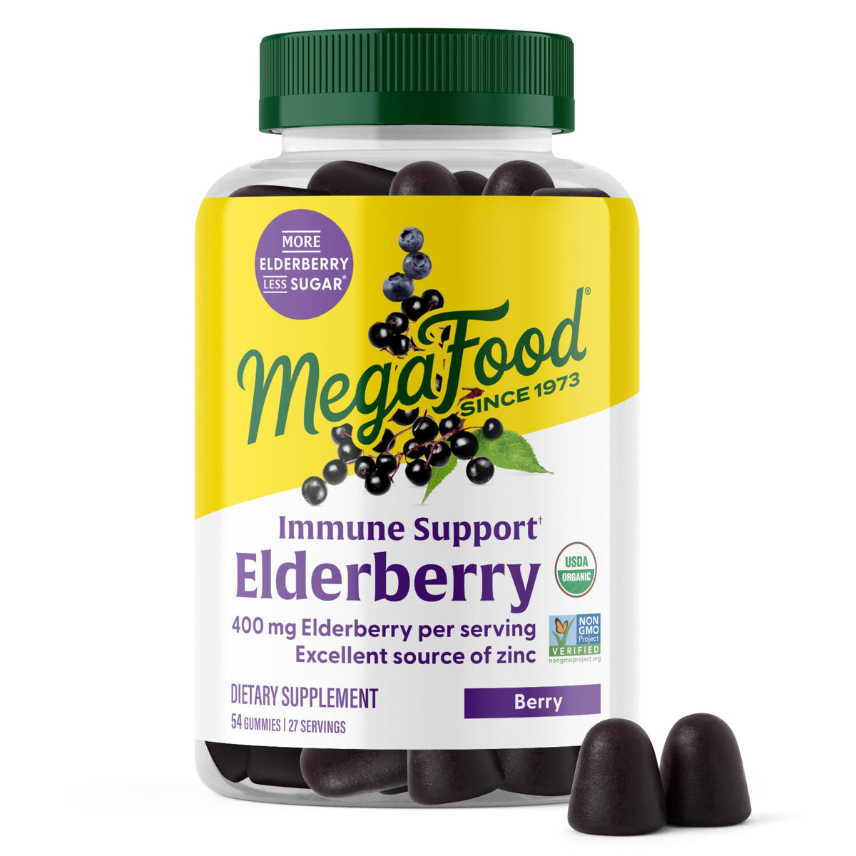MegaFood gomitas de saúco: apoyo inmunitario diario sabroso.