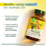 MegaFood, etiqueta de la multivitamina para mujer 55+, detalle de nutrientes.