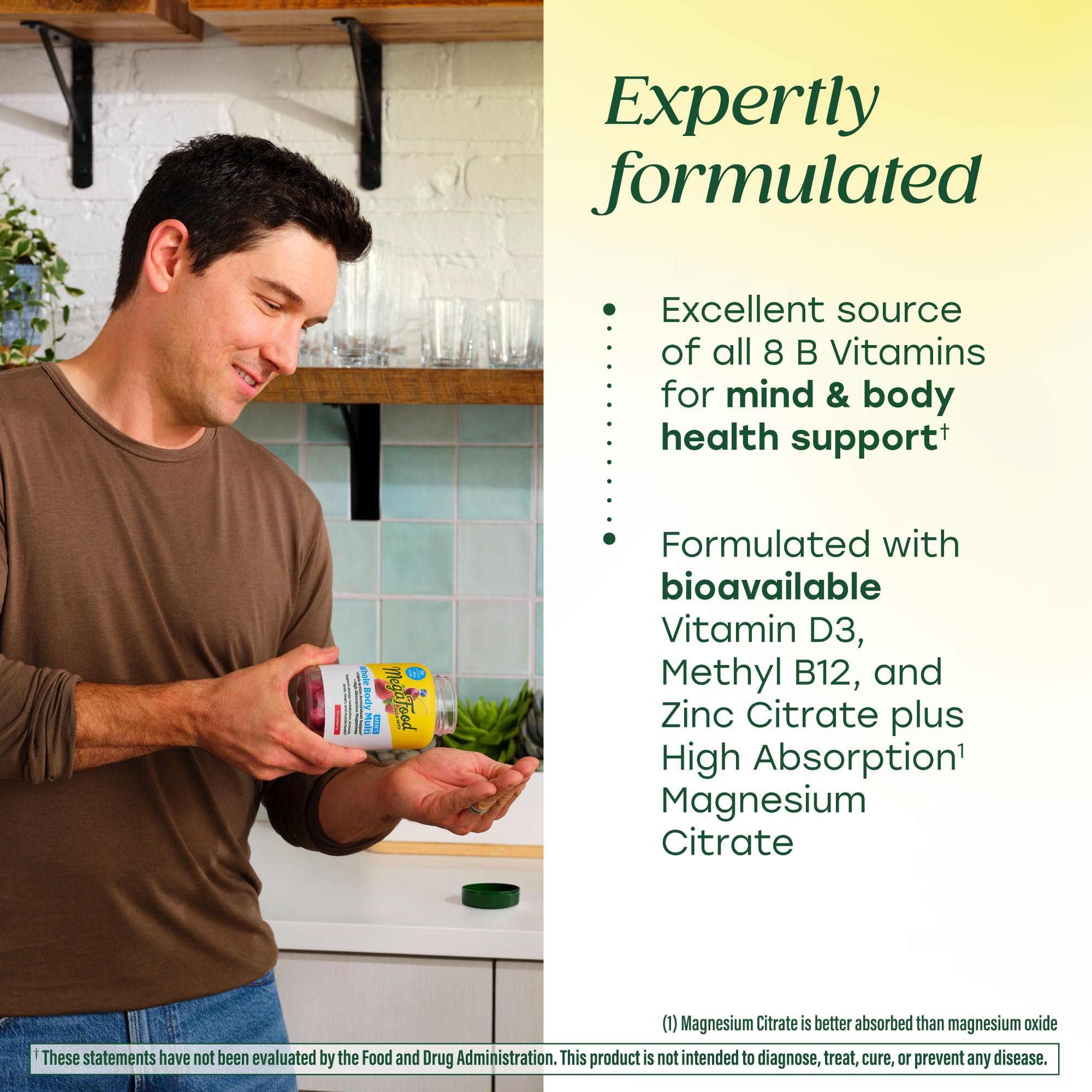 Fórmula con vitaminas B, D3 y zinc para energía y concentración.