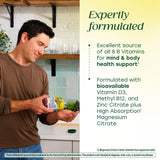 Fórmula con vitaminas B, D3 y zinc para energía y concentración.