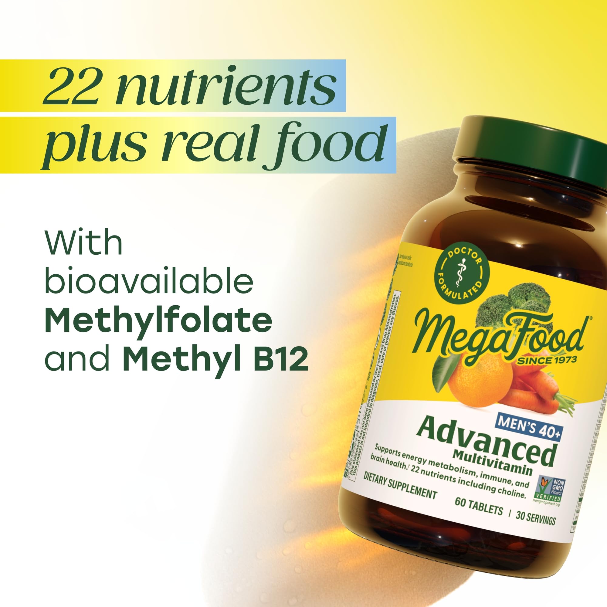 MegaFood: formulado para hombres 40+ con enfoque en la salud general.