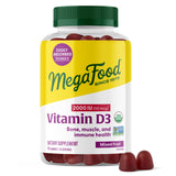 Gomitas MegaFood D3 de sabor fruta mixta en frasco; apoyo inmunitario diario