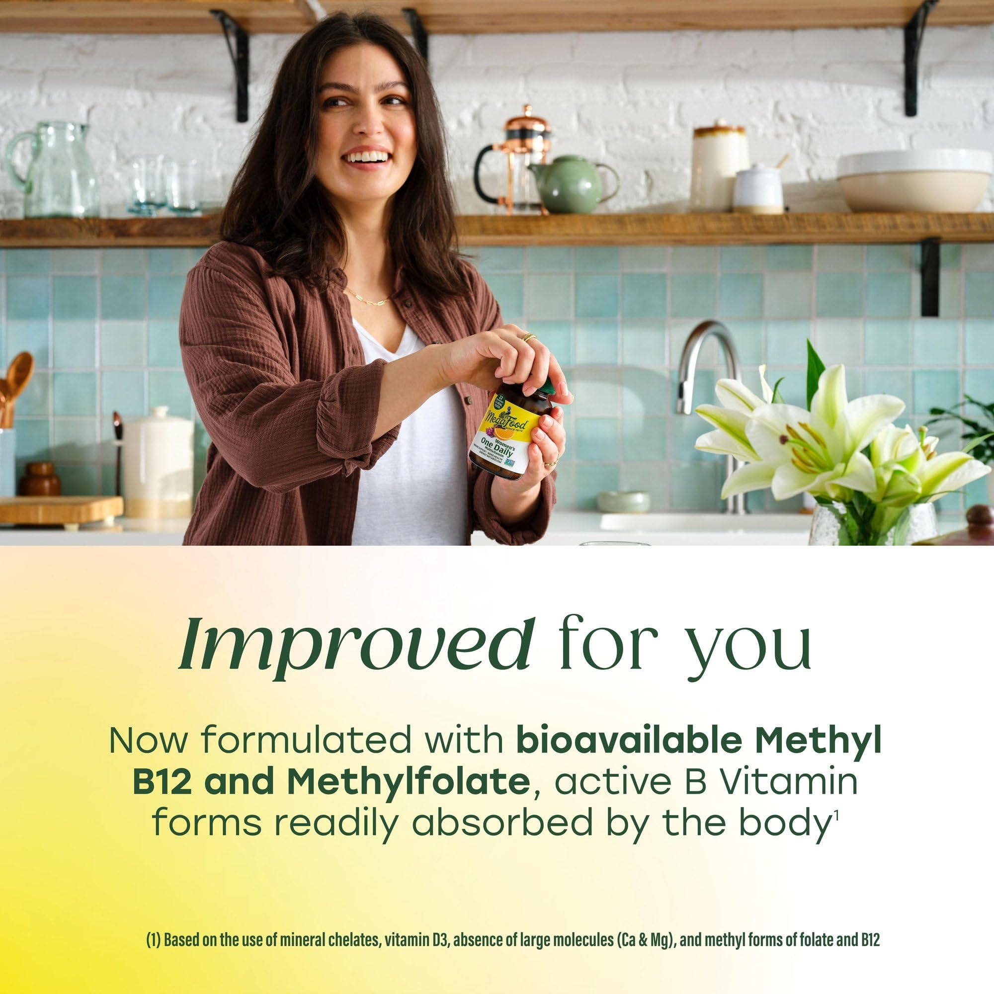 MegaFood Hierro 9 mg por porción para reposición durante la menstruación.