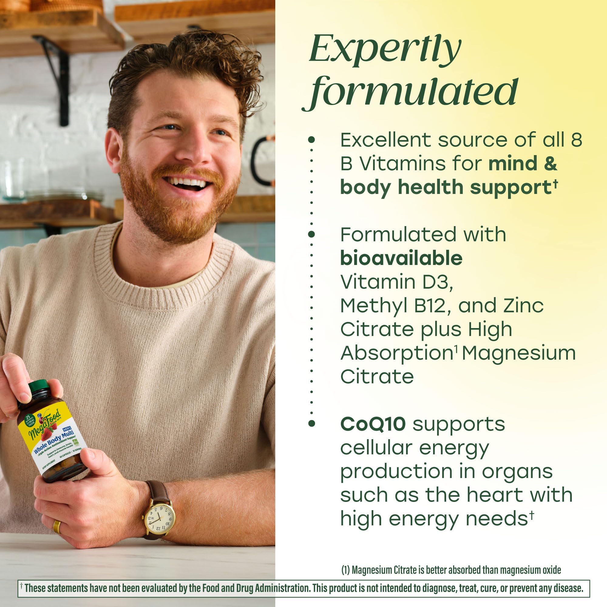 MegaFood ingredientes reales y frutas visibles, refuerzo de antioxidantes.