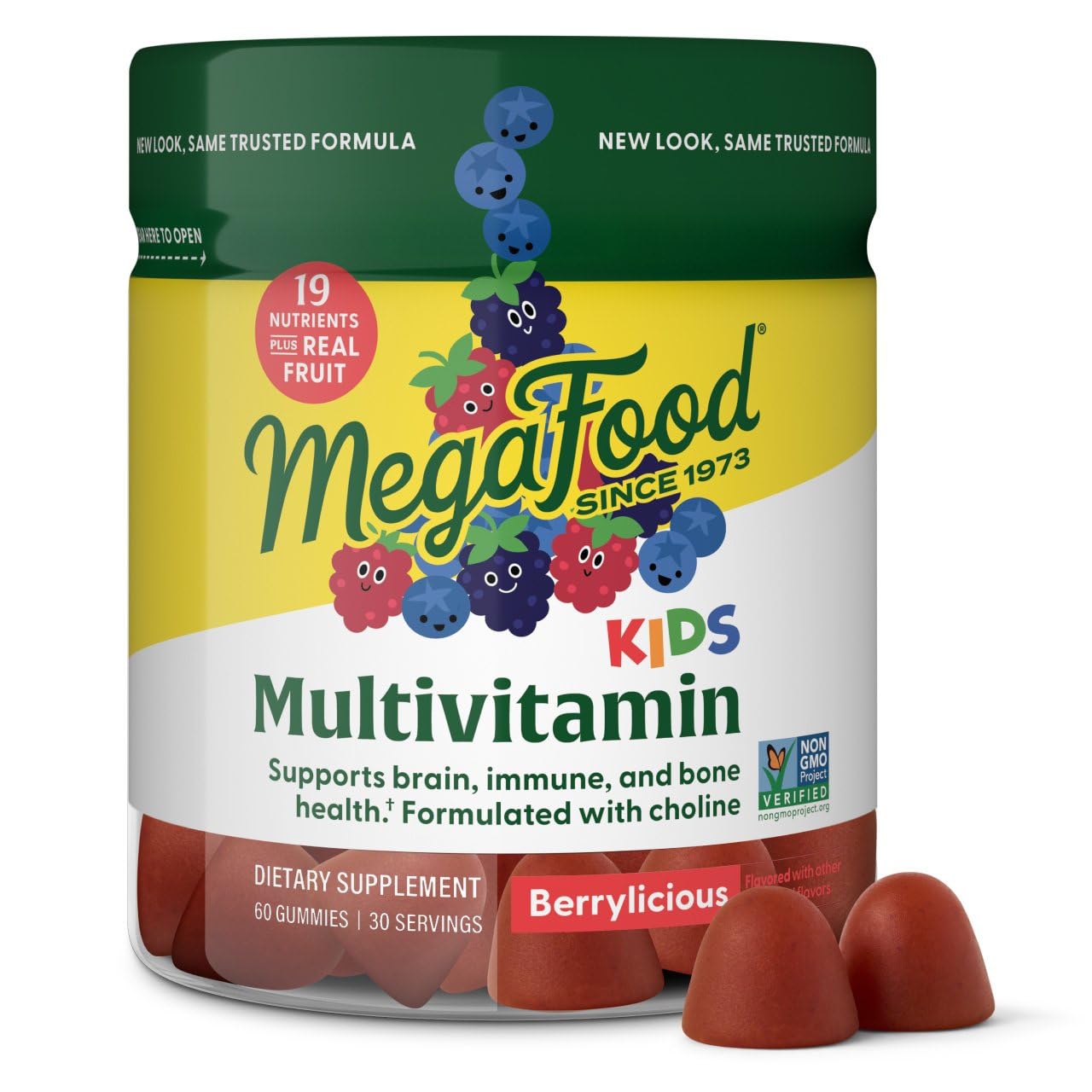 MegaFood gomitas para niños en botella, sabor a baya, nutrición diaria