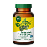 MegaFood L-Theanine con complejo B: botella con tabletas para consumo diario.