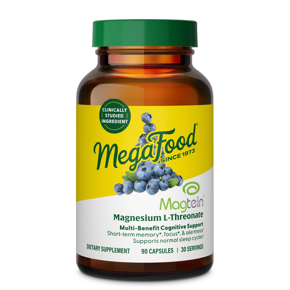 MegaFood Magtein: cápsulas porción para memoria y enfoque.