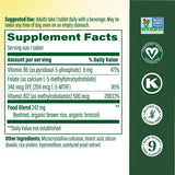 MegaFood Methyl B12: tabletas fáciles de tragar para dosis diaria.