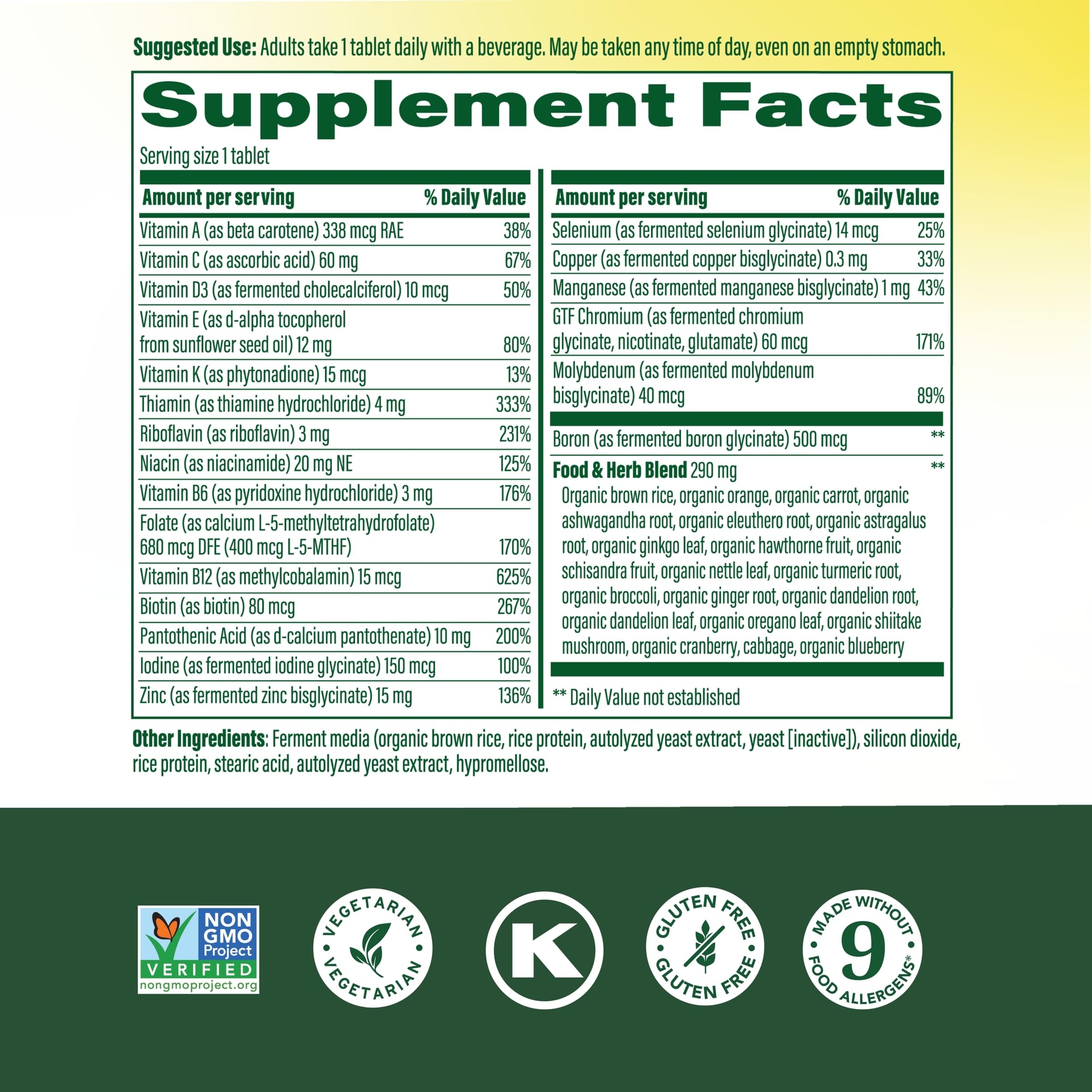 MegaFood Multivitamin para hombres 40+ botella, envase para uso diario.