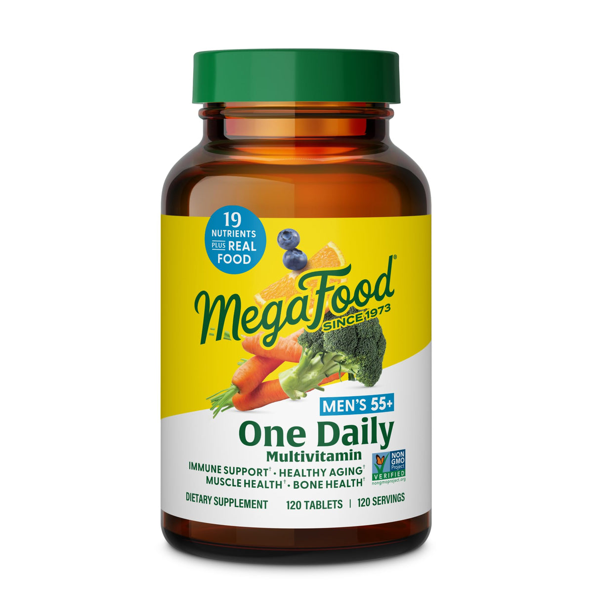 MegaFood Multivitamina para hombres 55+ en tabletas, soporte diario para vitalidad