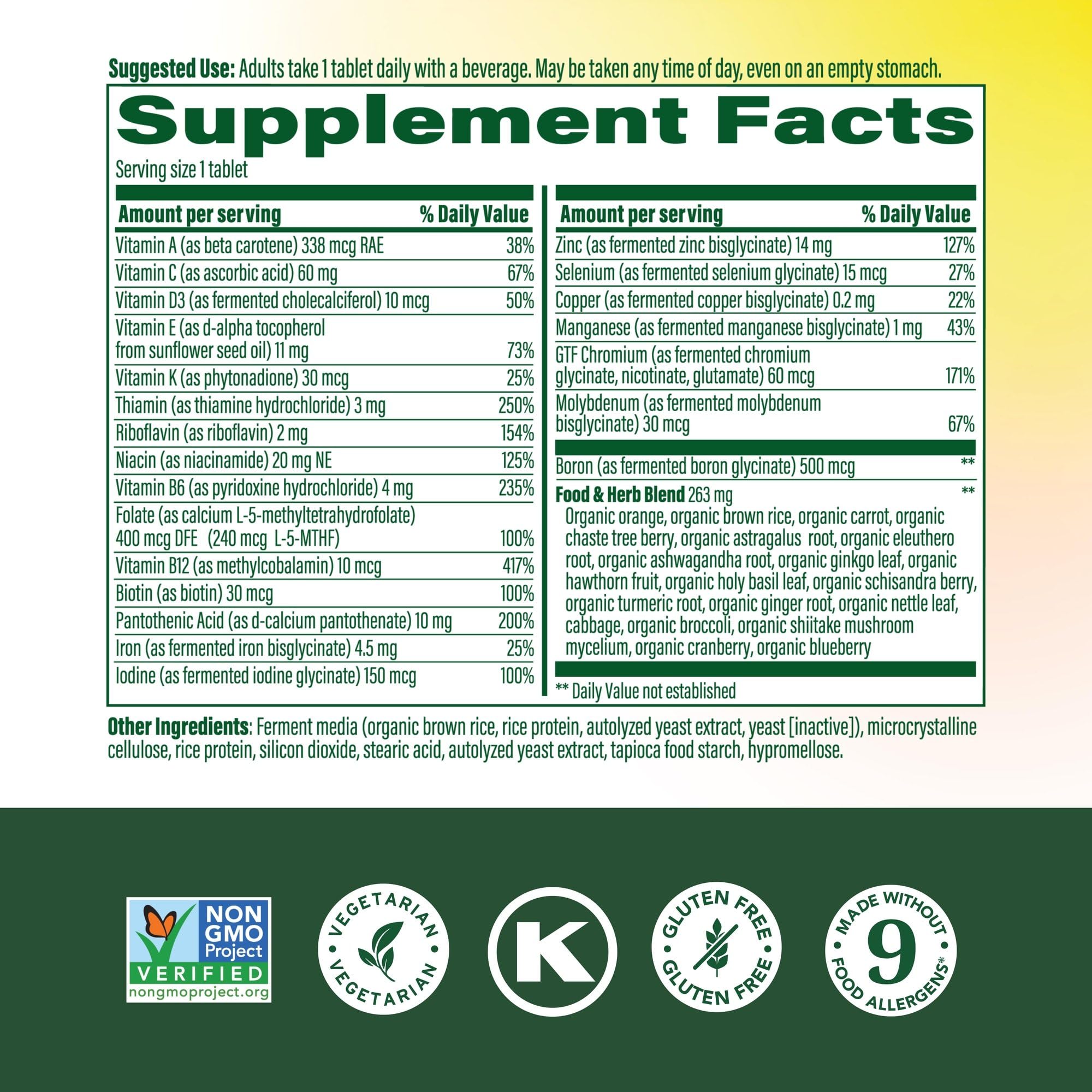 MegaFood Multivitamínico para Mujer 40+ con B12 metilado, energía suave.