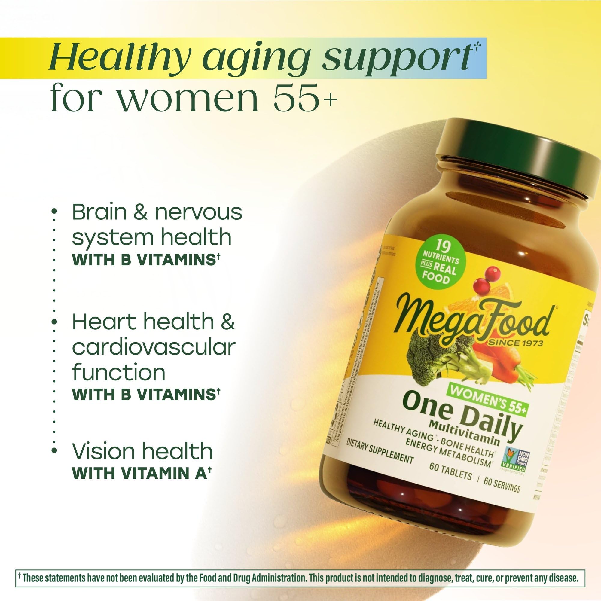 Etiqueta MegaFood con vitaminas clave para apoyo diario