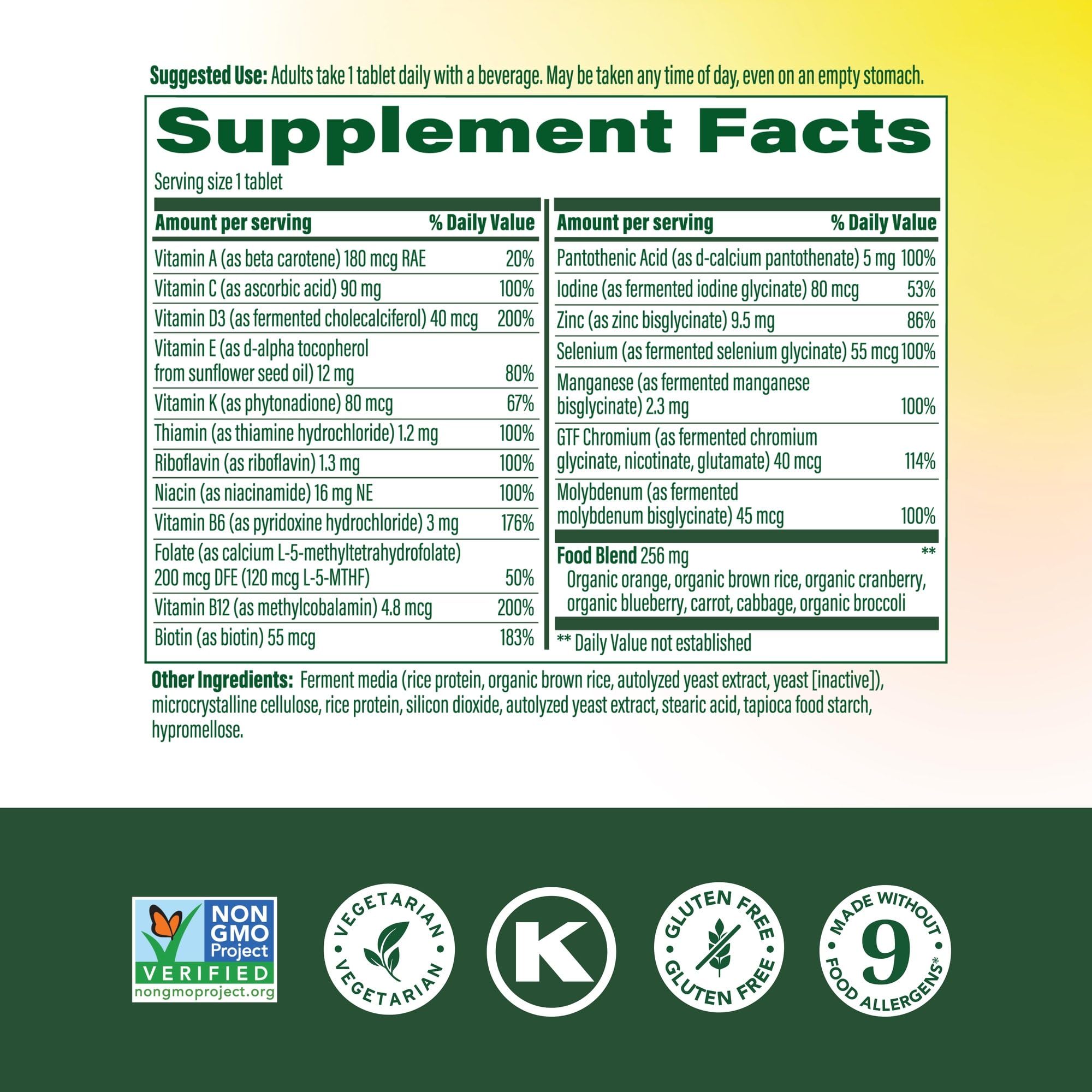 Frasco MegaFood Multivitamin para mujeres 55+, toma diaria fácil