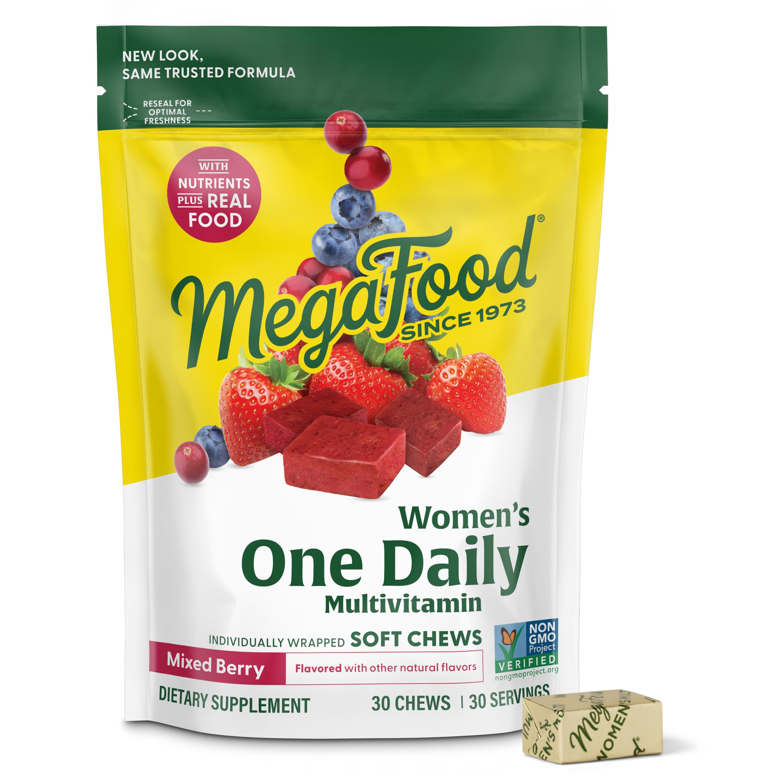 MegaFood Multivitaminas para Mujer, frambuesa mezcla, nutrición diaria para bienestar.