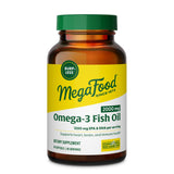 MegaFood Omega 3 2000 mg, botella con limón, posible apoyo para corazón y cerebro.