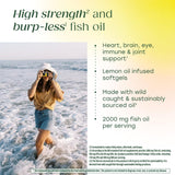 Etiqueta del producto MegaFood Omega 3, pureza y EPA/DHA totales destacados.