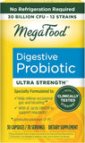 MegaFood Digestive Probiotic botella: apoyo a la regularidad diaria y la salud intestinal.