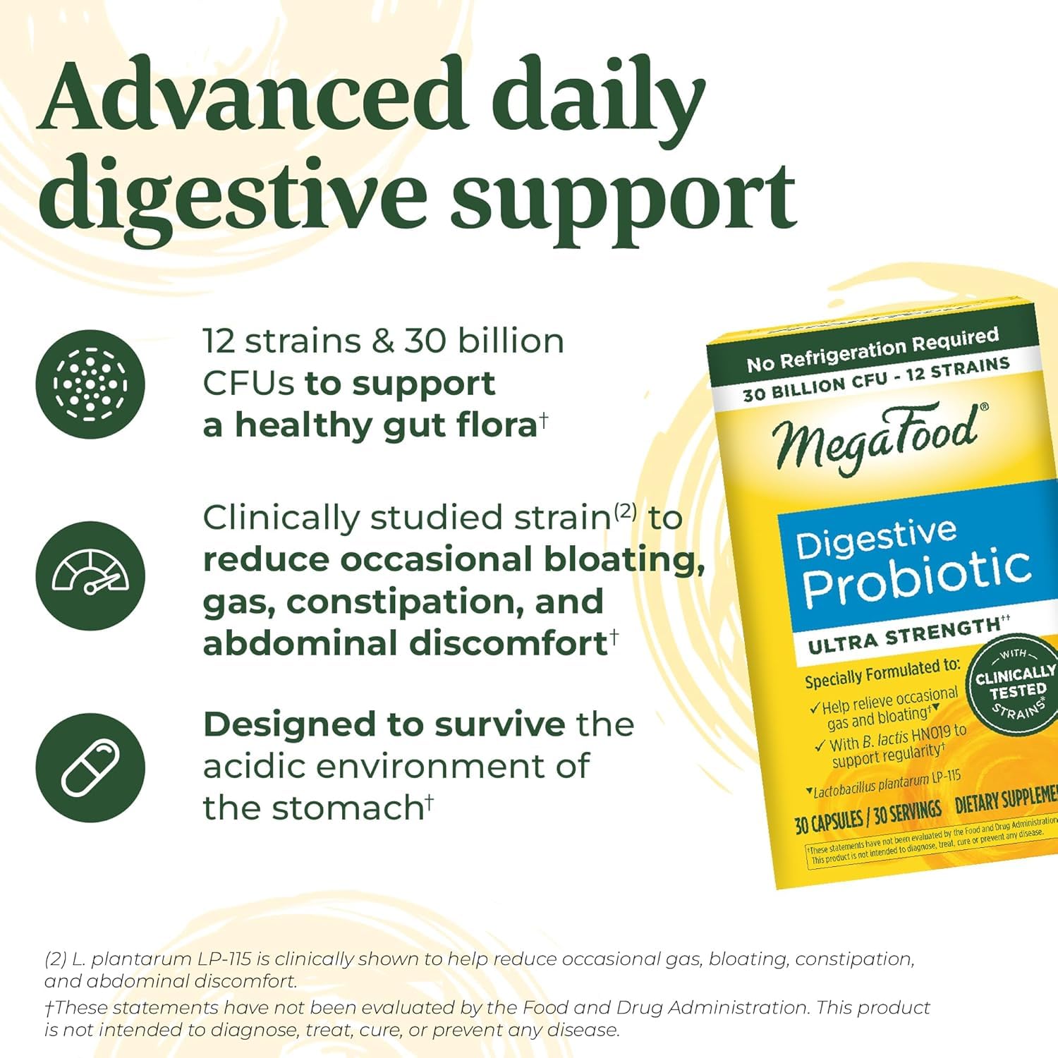 MegaFood Digestive Probiotic cápsulas: dosis diaria de 30 mil millones de CFU.