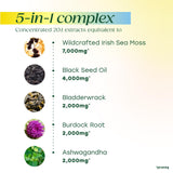 MegaFood Sea Moss Complex: botella de aceite de semilla negra con beneficios antioxidantes.