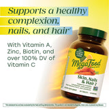 Etiqueta de MegaFood Skin, Nails & Hair 2 con ingredientes clave.