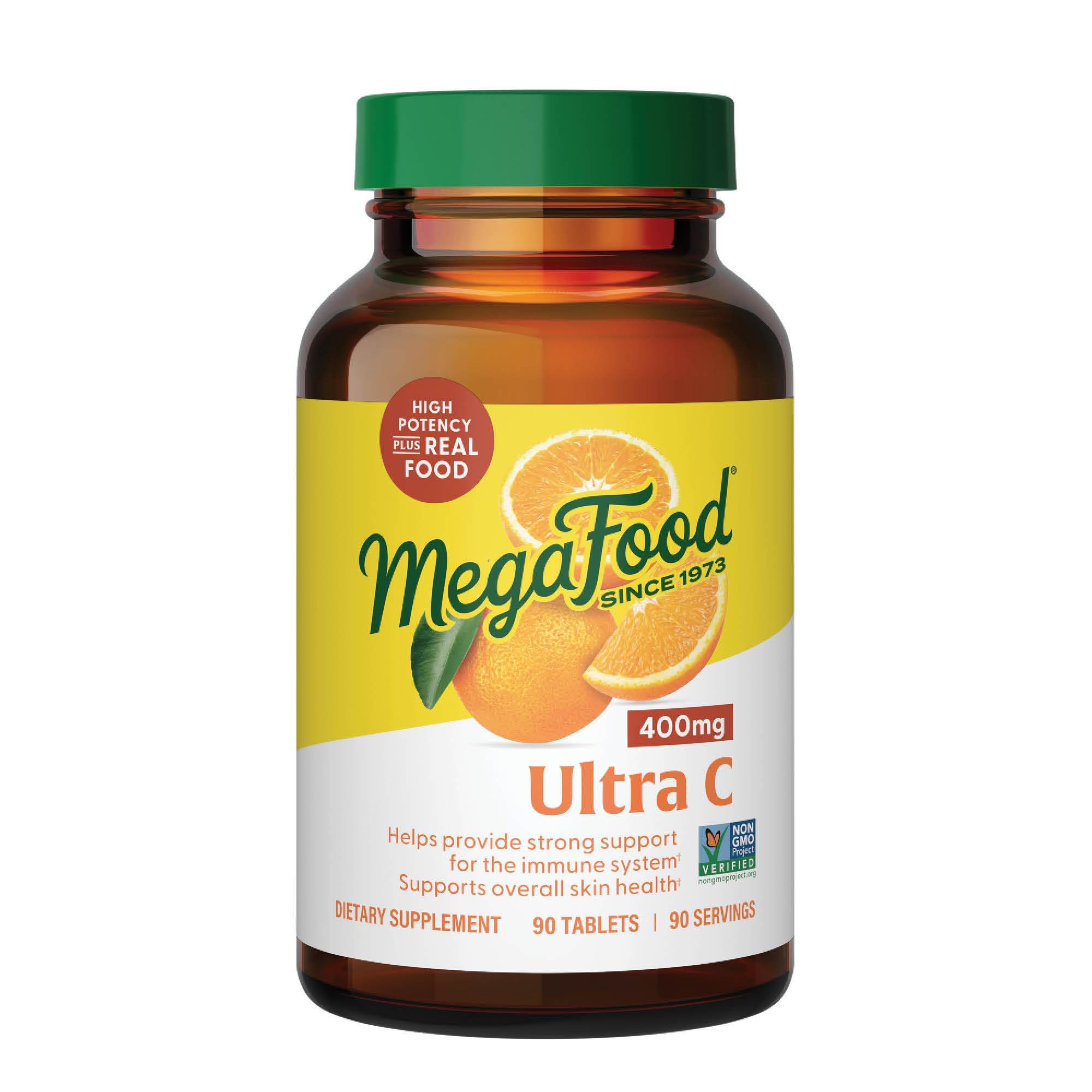 MegaFood Ultra C 400 mg: tableta en la botella, soporte diario de salud