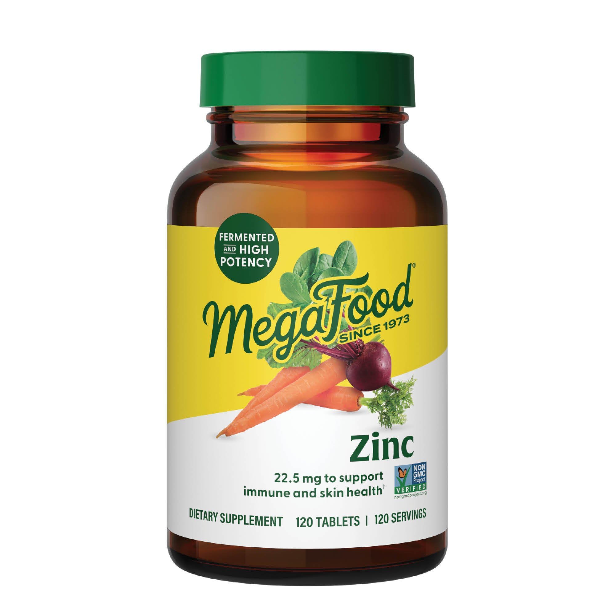 MegaFood Zinc, tabletas en frasco, apoyo diario al sistema inmune