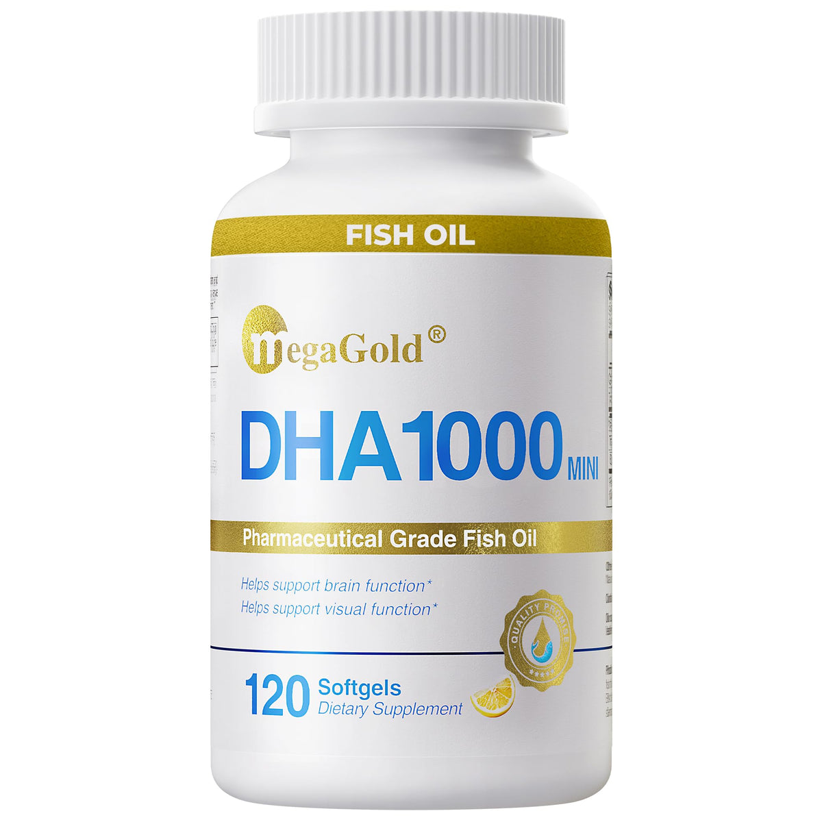 Megagold DHA1000 cápsulas mini, fáciles de tragar para uso diario.