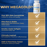 Megagold DHA1000, posible apoyo para salud cerebral y visual.