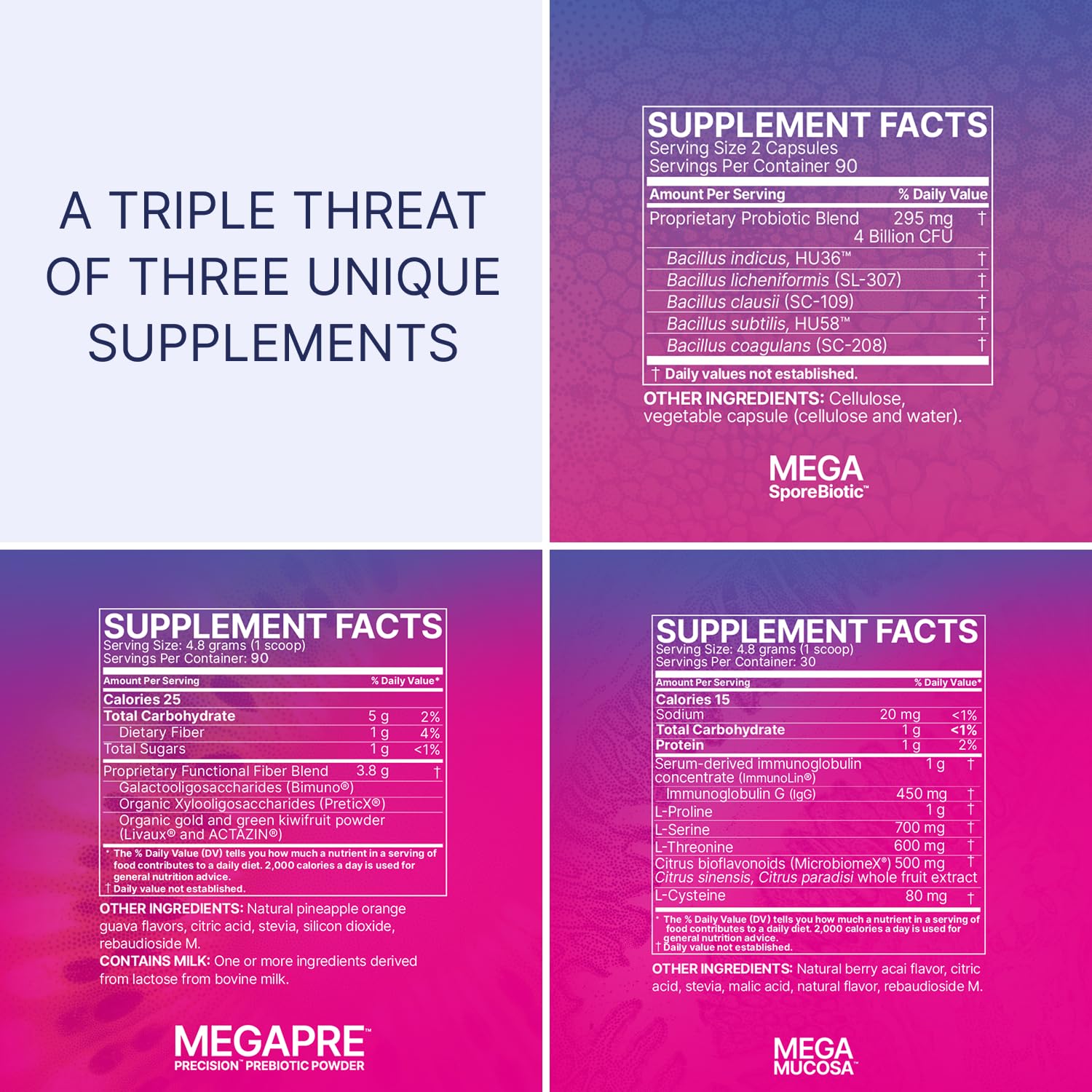 Inmunoglobulinas sin lácteos de MegaMucosa para mucosa saludable.