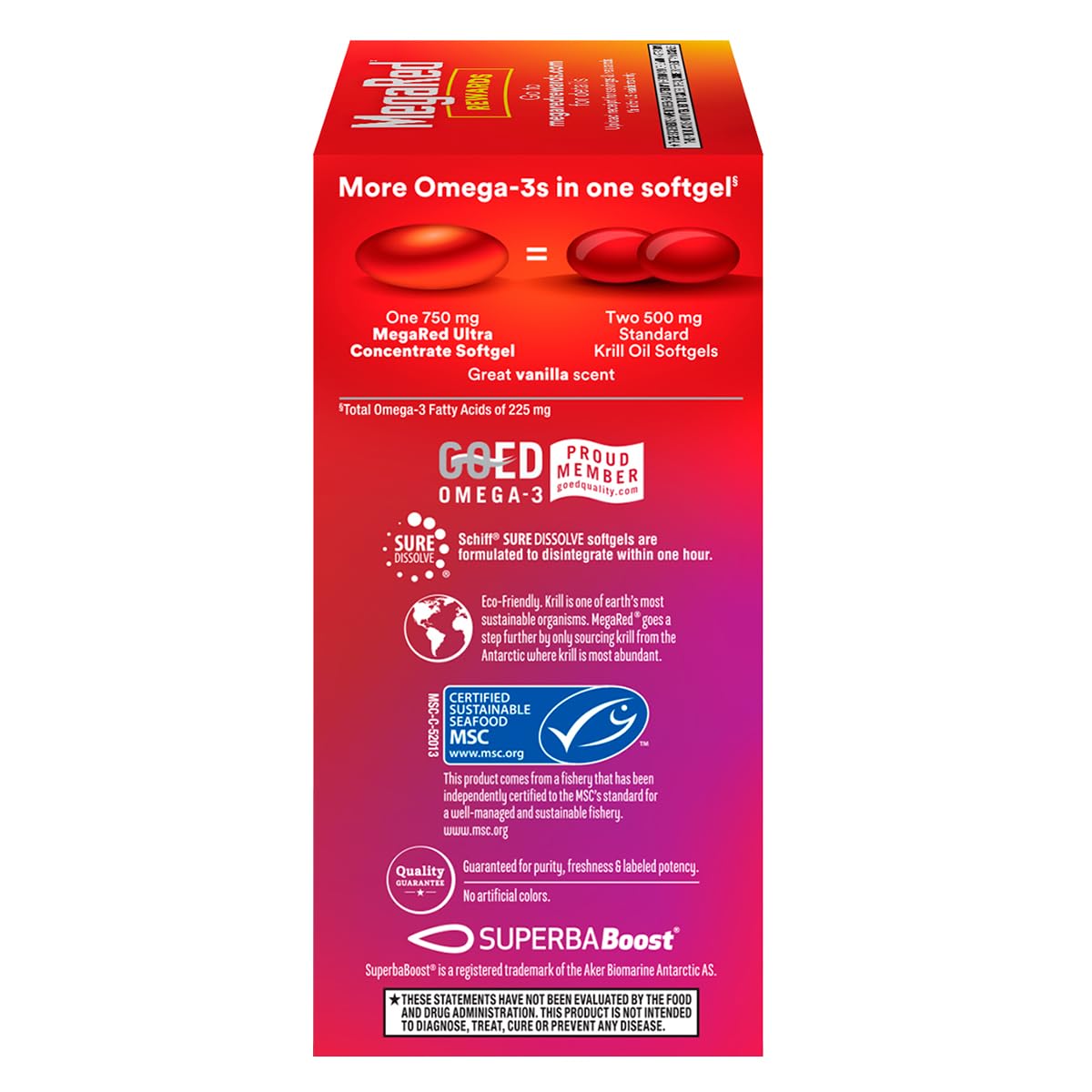 Botella MegaRed Ultra Concentrate con etiqueta clara para uso diario.