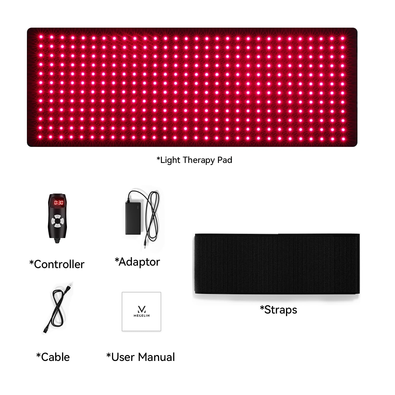LEDs dedicados MEGELIN para cintura, rodillas y muñecas.