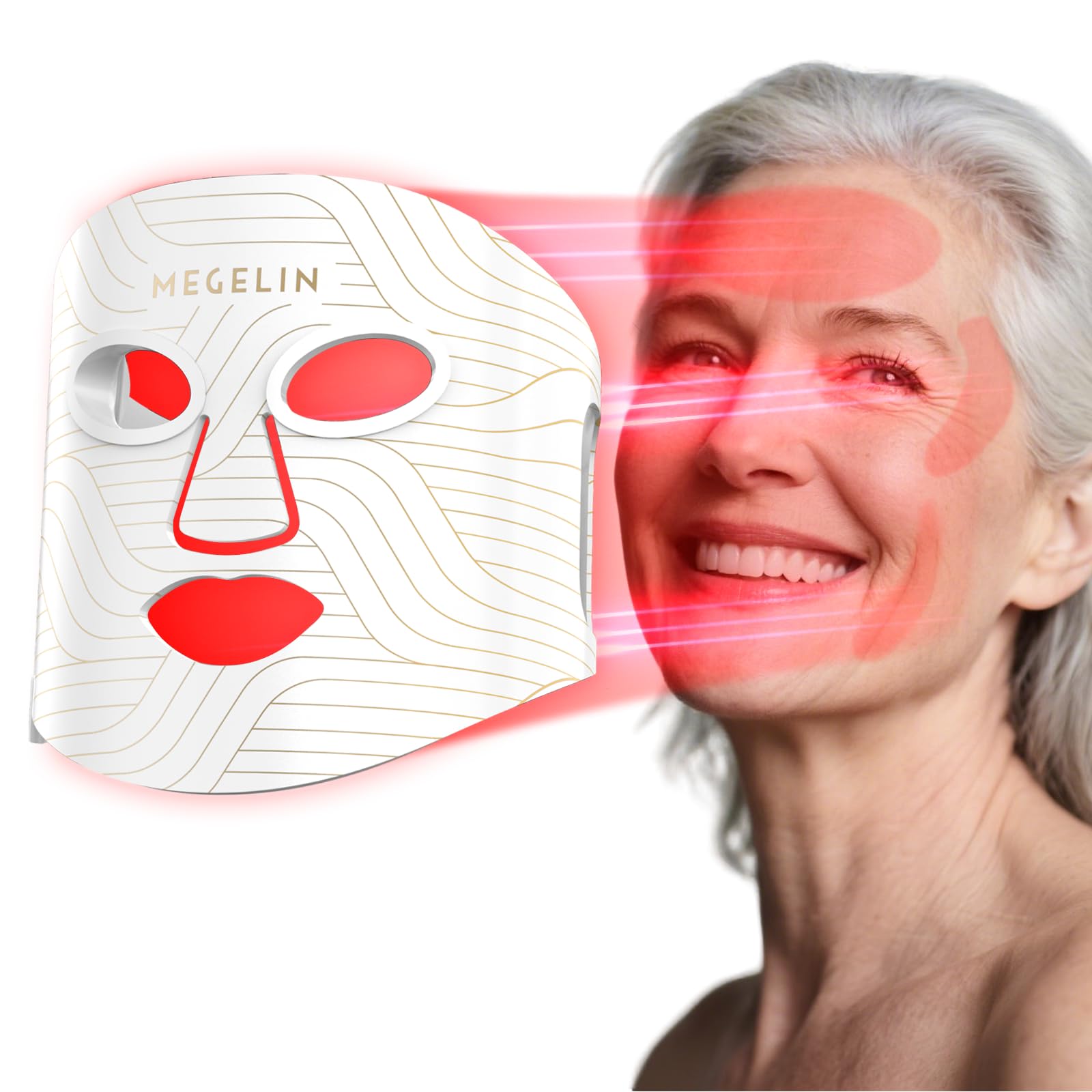 MEGELIN Upgrade máscara luz roja para rostro, mejora luminosidad.