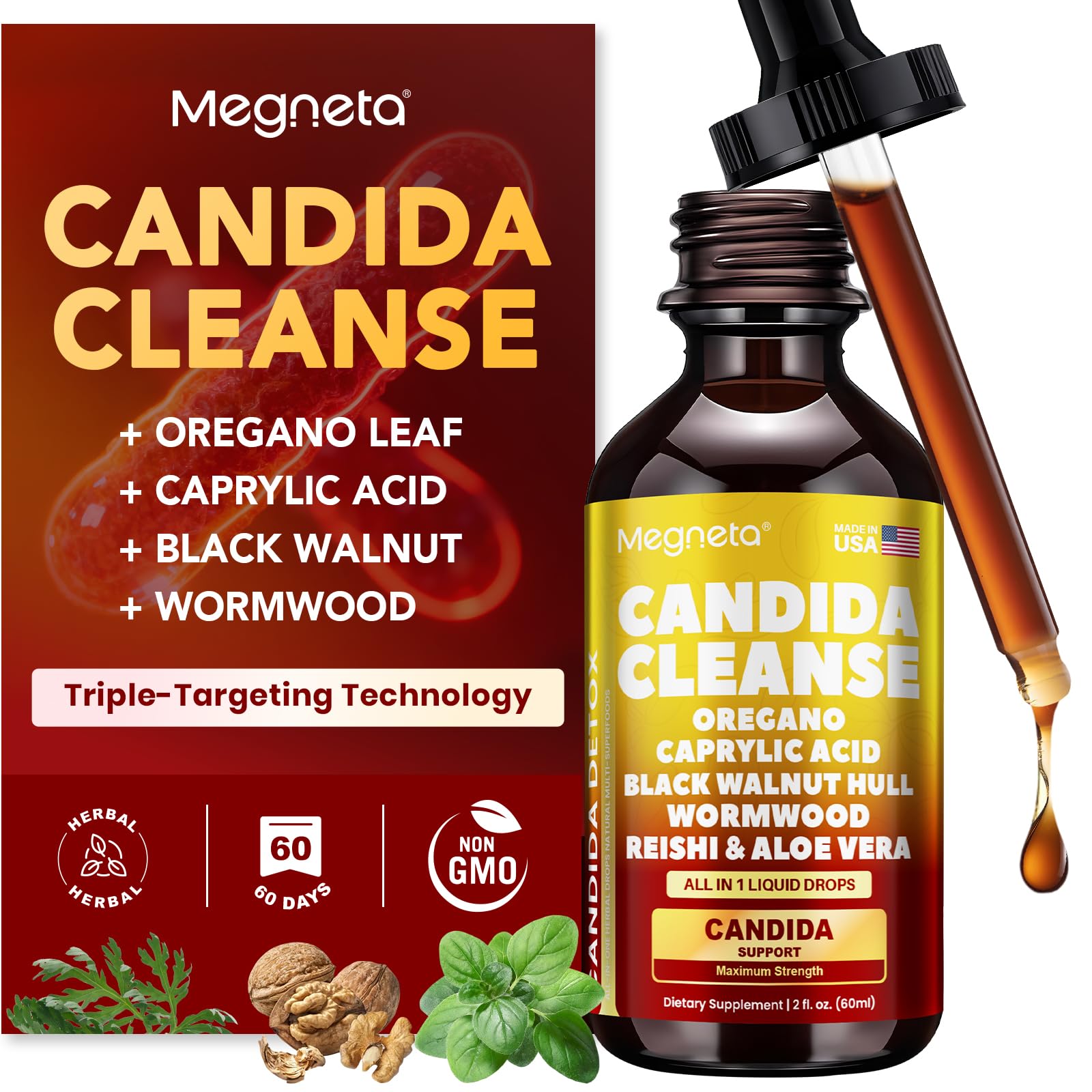 MEGNETA Candina Cleanse: envase frontal para visualización clara del producto