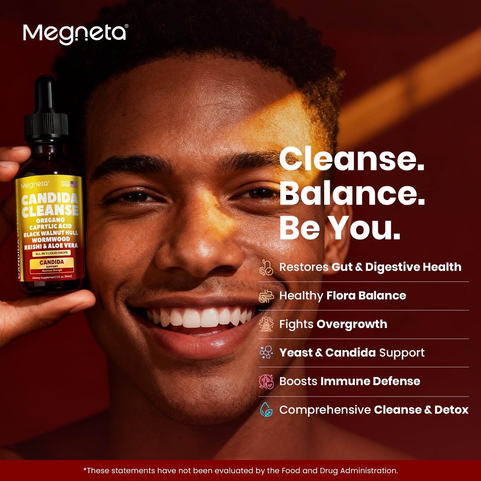 MEGNETA Candida Cleanse: hojas de orégano para apoyar el equilibrio intestinal