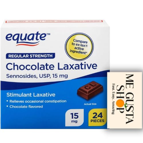ME GUSTA SHOP Equate laxante chocolate, empaque de caja de 24 tabletas para uso ocasional.