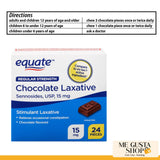 ME GUSTA SHOP Laxante Equate, etiqueta con dosis de sennósidos para uso seguro.