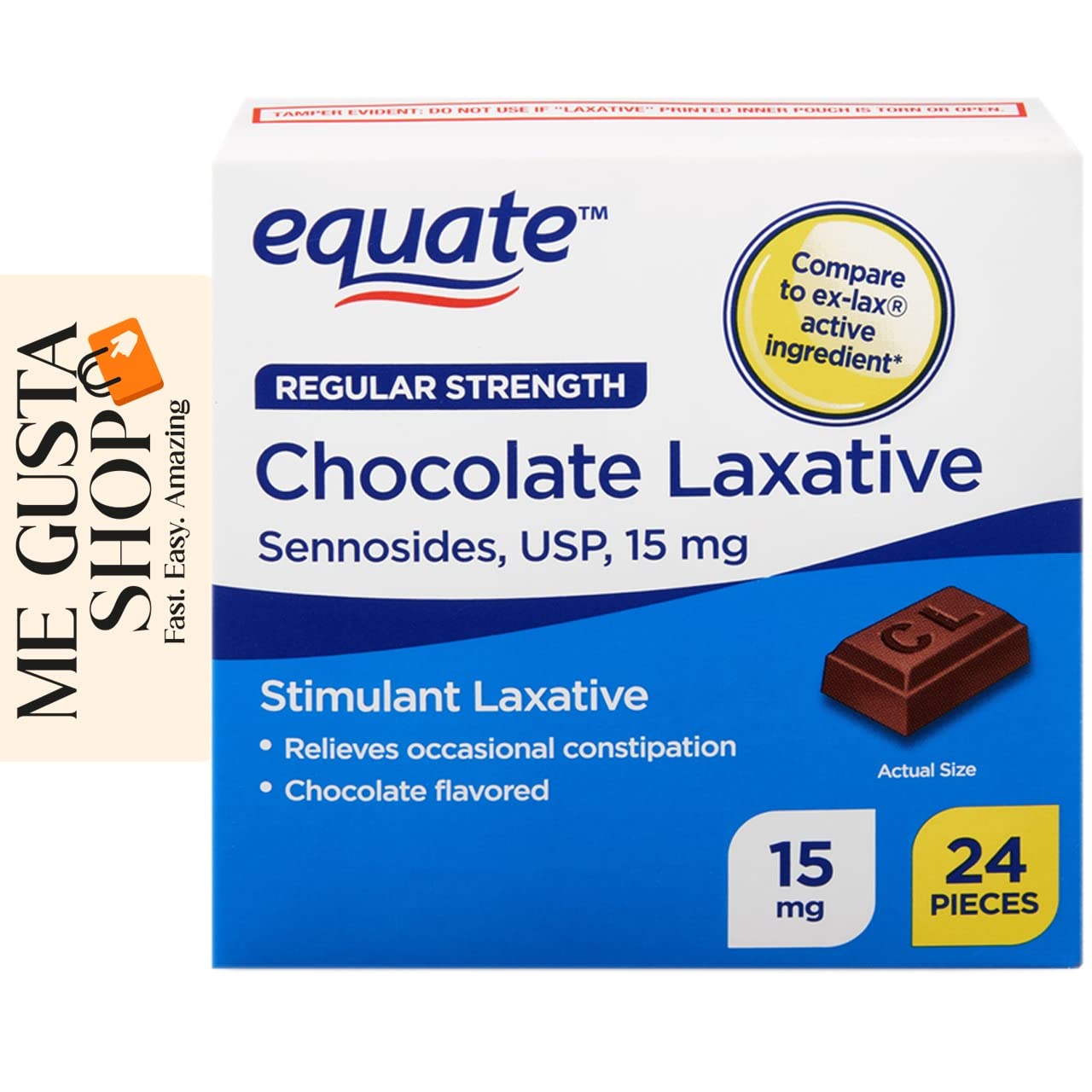 ME GUSTA SHOP Tableta de laxante chocolate, sabor agradable para uso puntual.