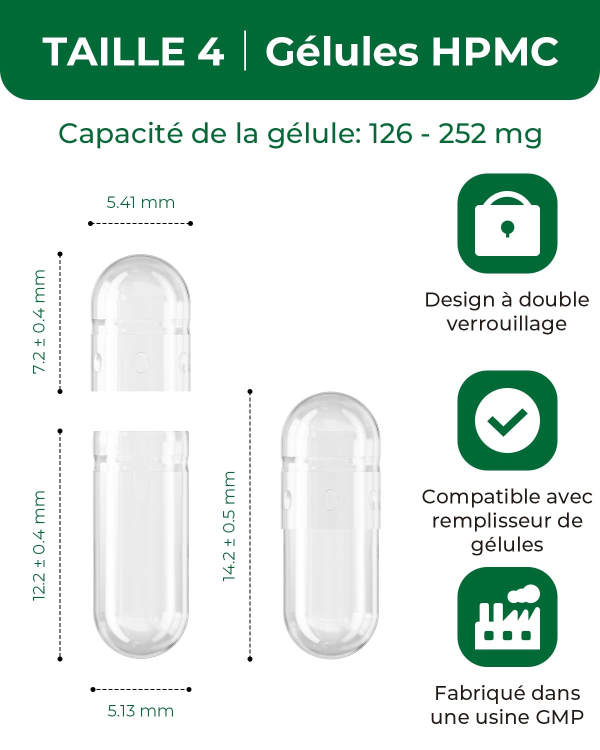 MéipaLien paquete de cápsulas HPMC claras 100 unidades para consistencia y frescura