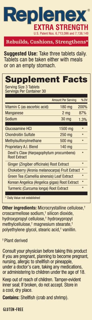 Frasco de Melaleuca Replenex, cápsulas para uso diario y cuidado del cartílago