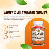 Etiqueta de Melanin Health con vitaminas clave para salud