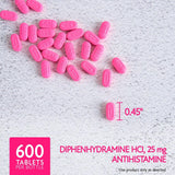 Tableta de difenhidramina para alivio de estornudos y ojos irritados.