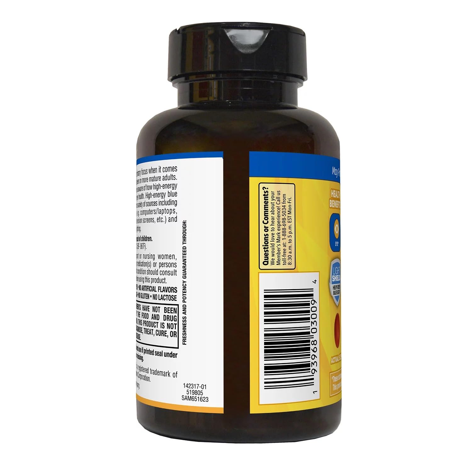 MEMBER'S MARK Luteína 25 mg y Zeaxantina 5 mg, dosis diaria recomendada.