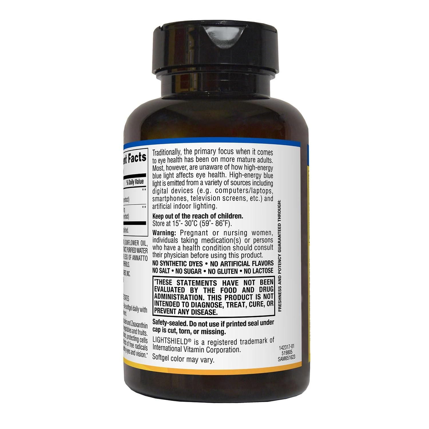 MEMBER'S MARK Luteína 25 mg y Zeaxantina 5 mg, etiqueta informativa para compra consciente.