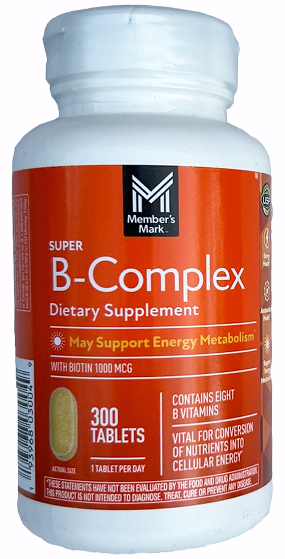 MEMBER´S MARK Super B-Complex botella, apoyo a la energía diaria.