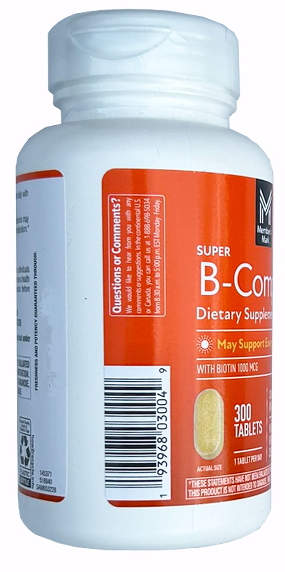MEMBER´S MARK Super B-Complex empaque para uso diario.