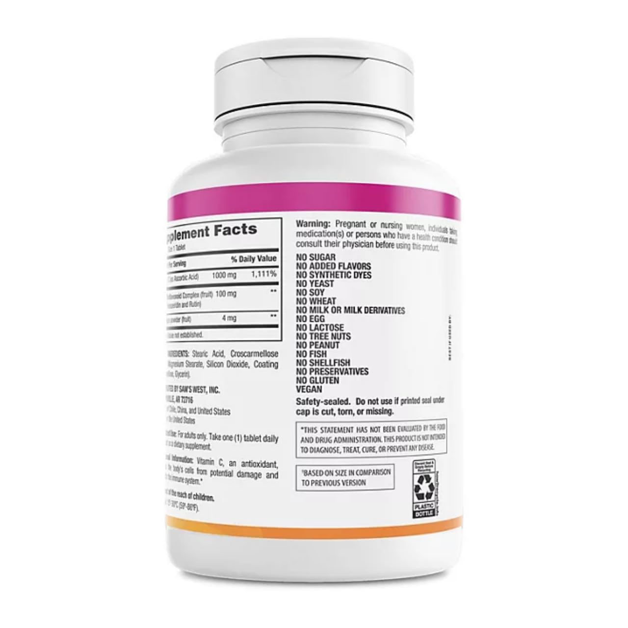 Tabletas de 1000 mg con rosa mosqueta, para complementar la ingesta diaria de vitamina C