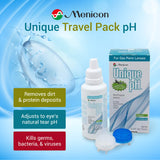 Envase portátil del Menicon Paquete de Viaje pH Único para cuidado de lentes RGP.
